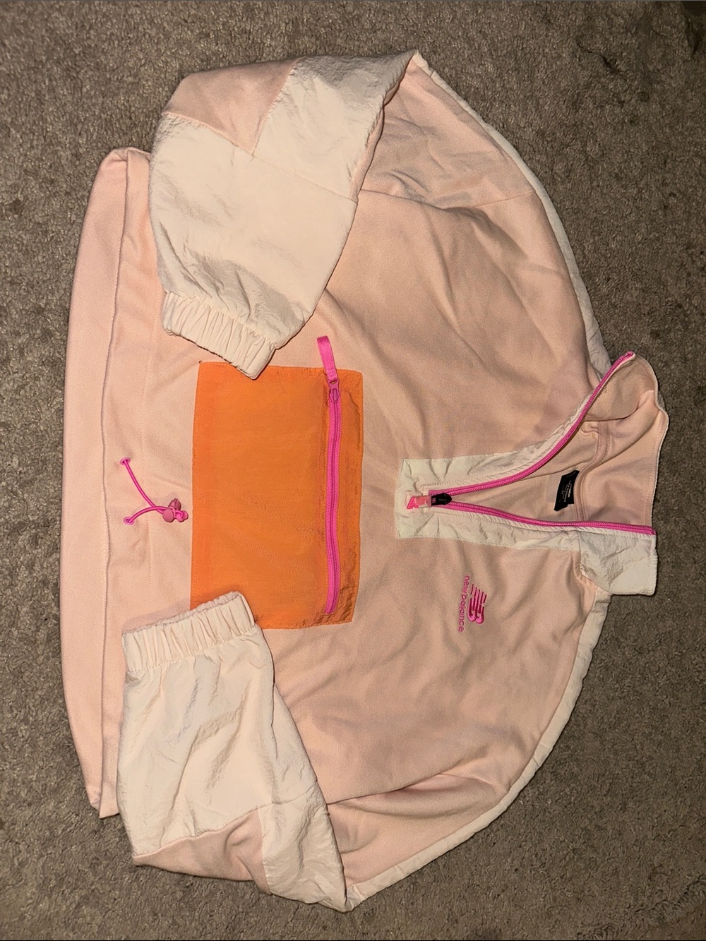 New Balance Pink and Orange Retro Style Cropped Sweatshirt